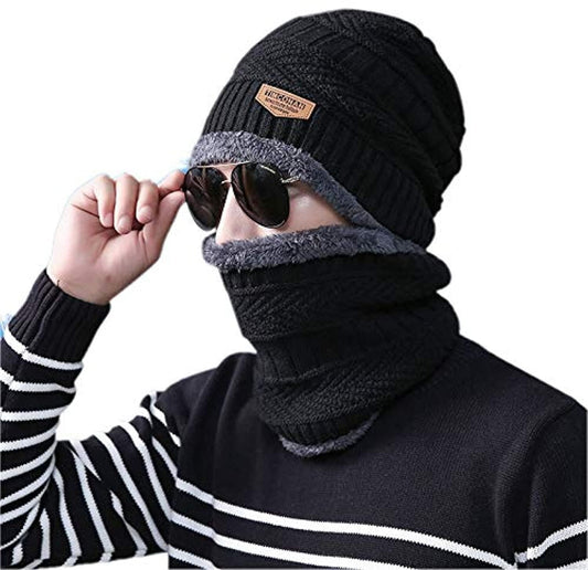 2 Piece Beanie Cap + Neck Warmer