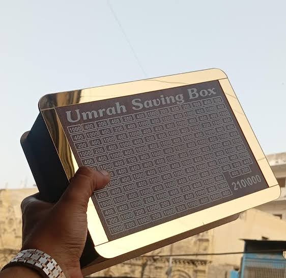Umrah Money Saving Wooden Box